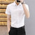 纯色休闲衬衫男士短袖韩版修身衬衣商务男寸衣潮上班白色黑色(白色 3XL)第2张高清大图
