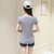 娇维安 夏季韩版体血衫 修身圆领女士T恤 印花图案短袖女式t恤 女(灰色 XXL)第2张高清大图