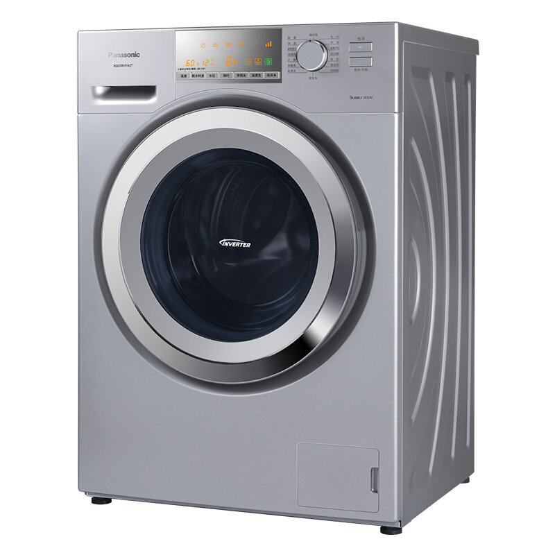 松下(panasonic)新品10公斤变频全自动家用滚筒洗衣机(银色)xqg100-e1