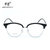 明视2016眼镜架女款近视镜眼镜框男潮眼睛框框架复古眼镜(亮黑眉/银色圈 单买镜架（定型片）)第3张高清大图