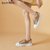 达芙妮小白鞋女2021新款女鞋夏季休闲白鞋薄款网面网鞋透气帆布鞋(杏色 35)第4张高清大图