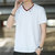 夏季新款男士桑蚕丝短袖T恤2021新款休闲夏装丝光棉V领纯色打底汗衫(白色 L)第2张高清大图