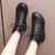 SUNTEK冬季妈妈棉鞋女士短靴加绒保暖平底舒适防滑中老年加厚侧拉链皮鞋(38 偏小一码 黑色)第3张高清大图