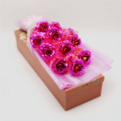 【七夕情人节礼物送爱人创意金箔玫瑰花花束礼