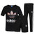 Adidas阿迪达斯男新款运动T恤短袖休闲运动裤针织长裤短裤三件套(黑 XXL)第3张高清大图