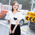 莉菲姿 2017韩版夏装新款女装显瘦格子纯棉百搭休闲短袖T恤(黑色 M)第5张高清大图