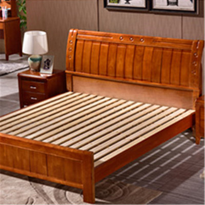 亿景鸿基 中式现代家具实木床单人床双人床  不含床头柜橡木床 YSMC062(海棠色 1200)