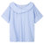 七格格2017夏装新款 文艺范宽松条纹圆领不规则短袖衬衫 女X1108(蓝白条纹 S)第5张高清大图