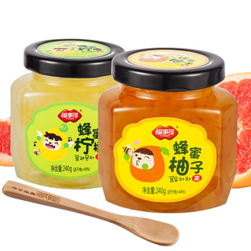 福事多 蜂蜜柚子柠檬茶240g/瓶冲饮冲泡饮品(柚子茶240g+柠檬茶240g)