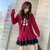 MISS LISA小个子穿搭加绒长袖连衣裙秋冬时尚女装连帽卫衣裙C460(红色 M)第3张高清大图