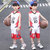 男童篮球服套装2021新款儿童无袖夏装男孩夏天帅气速干背心中大童(红色 130)第2张高清大图