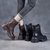 SUNTEK马丁靴女冬季加绒英伦风2021年新款棕色厚底粗跟短靴带扣女鞋(36 黑色绒里)第3张高清大图