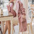 Mistletoe实拍秋冬装新款韩版宽松长款纯色加厚上衣长袖系带毛呢外套(粉红色 XL)第4张高清大图
