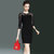 VEGININA 新款五分袖修身拼接镂空蕾丝连衣裙 9969(黑色 S)第2张高清大图