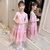 比得兔 汉服女童连衣裙夏装2021新款古装超仙公主裙子儿童夏季襦裙中国风(120 粉红色)第4张高清大图