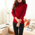 Mistletoe新款韩版女士半高领套头加厚保暖针织打底衫毛衣女长袖YZF-1090(卡其色 L)第4张高清大图