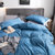 苏巧集北欧水洗棉简约系列全棉纯棉纯色三件套四件套床上用品 SQ3921(蓝 四件套（1.8m）)第4张高清大图