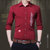 洲玛仕 2018新款休闲男式衬衫 个性字母韩版修身型衬衣(18017红色 5XL)第2张高清大图