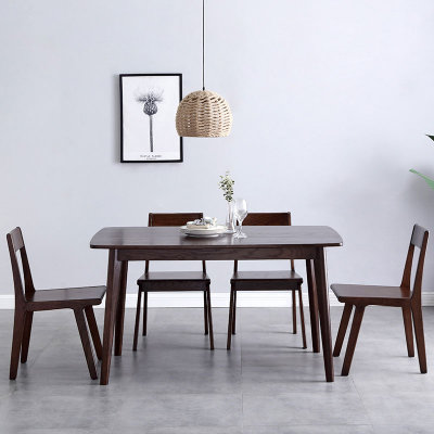 北欧现代白橡木实木原木色餐桌现代简约胡桃色餐桌(胡桃色 单餐桌)