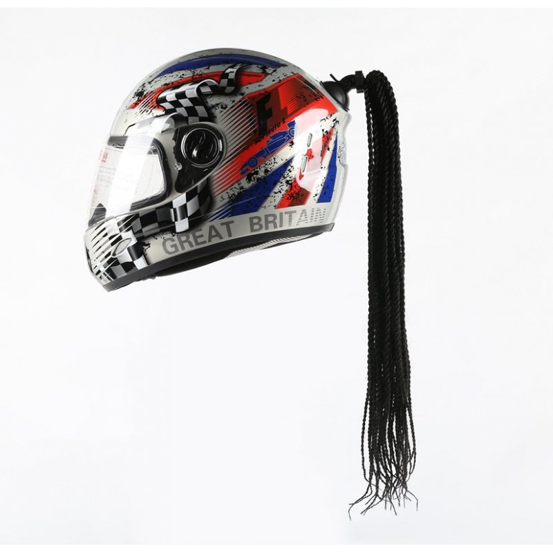 抖音头盔男摩托车个性酷四季辫电动机车头盔女