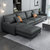 新飓简约现代小户型布艺沙发公寓客厅科技布沙发时尚L型转角黑色极简sofa家用软沙发组合(三人位 海绵版)第2张高清大图