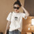 Mistletoe夏季新款圆领短袖T恤韩版刺绣卡通打底衫女装(白色 XXL)第4张高清大图