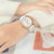 上海手表女士手表 全自动机械表 时尚潮流镶钻防水皮带女表802(玫金白面 皮带)第3张高清大图