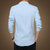 春季男士纯色长袖衬衫商务韩版修身型衬衫衫印花青年衣服男装衬衣   J3023(天蓝色 XL)第2张高清大图