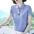 纯棉短袖夏上衣女2022新款翻领半袖T恤女士时尚休闲polo衫(紫蓝色 L)第3张高清大图
