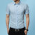 传奇保罗格子衬衫男士夏季衬衫短袖休闲时尚商务青年韩版潮流衬衣（M-5XL）DCZ2305(天蓝色 XXL)第4张高清大图