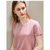 MISS LISA冰丝t恤女装冷感纯色时尚短袖体恤亮丝圆领上衣AL310113(粉红色 S)第3张高清大图