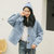 某织造 韩版nis潮流秋冬新品上衣简约气质颗粒绒外套(蓝色 M)第2张高清大图