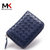 莫尔克（MERKEL）羊皮风琴卡包女式拉链多卡位零钱包韩版编织真皮零钱卡片包证件包(黑色)第2张高清大图