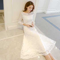 亲衣倾诚 夏季新品白色蕾丝连衣裙女2017韩版时尚精致镂空蕾丝裙子潮 M8029(白色 XL)