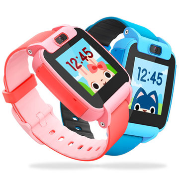 搜狗糖猫儿童电话手表视频版T3 彩屏摄像儿童智能手表 防水GPS定位学生手表手机 蓝色
