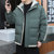冬季棉衣男士连帽短款2021棉袄加厚保暖两条杠羽绒棉服潮流外套(绿色 XL)第2张高清大图