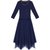 2022高端气质名媛针织7分袖连衣裙拼接网纱漫妙洋气感设计(蓝色 均码)第5张高清大图