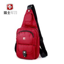 瑞士军刀胸包 单肩斜挎包 户外运动骑行包 旅行小背包帆布包SA8100(红色)