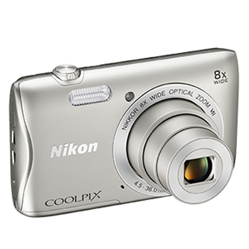 尼康(nikon coolpix s3700 便携数码相机(银色 标配 8g卡 包 品牌