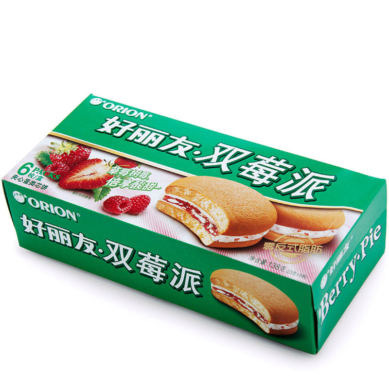 国美自营好丽友休闲零食早餐下午茶双莓派6枚138克