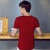 卡郎琪 男士夏季新款舒适圆领短袖T恤单穿打底衫 男修身青年个性印花几何图形 男棉短袖T恤(KLQDQC1656-1红色 M)第3张高清大图