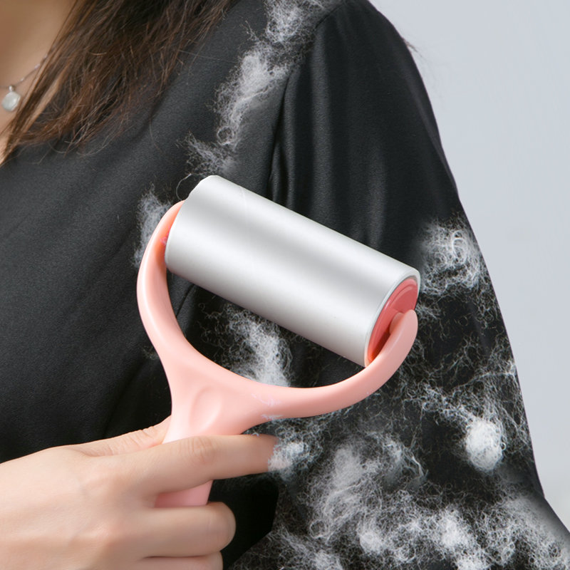 粘尘纸粘毛器可撕式滚筒器毡滚刷粘毛沾毛神器除毛滚子黏衣物卷纸淡粉