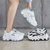 跑步鞋2022年春夏新款韩版老爹鞋休闲女鞋学生厚底运动鞋(白黑色 39)第4张高清大图