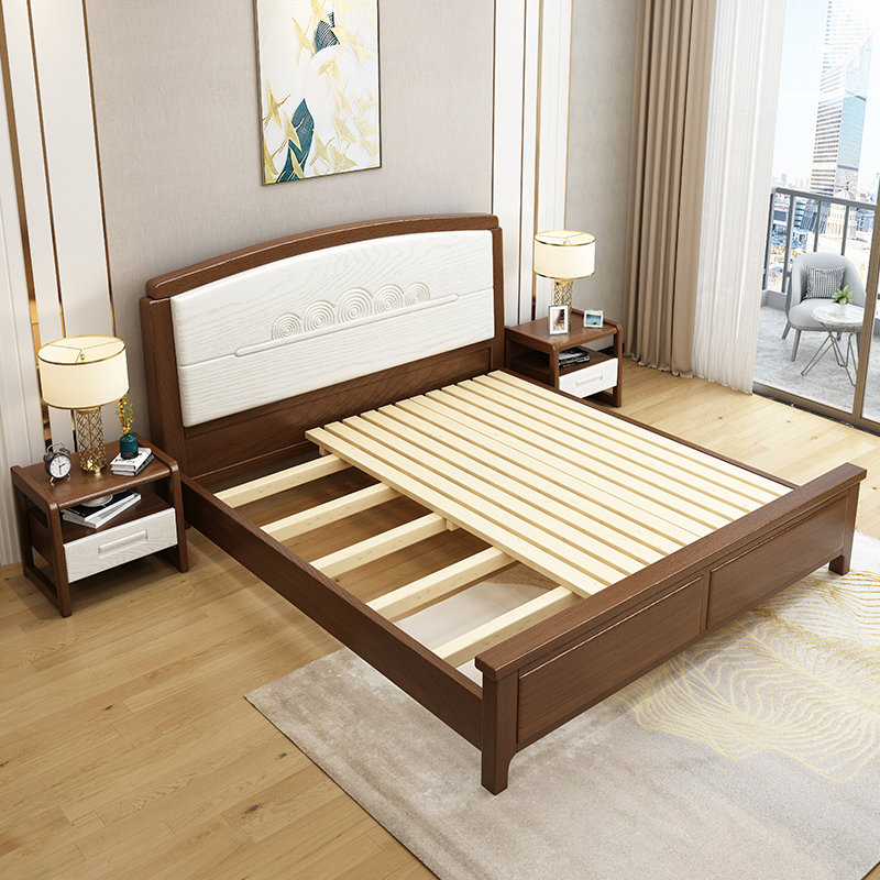 吉木多 实木床1.8米主卧现代简约抽屉双人床1.5现代简约收纳大床(1.