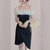亿梦诗 晚礼服性感修身小礼服连衣裙高腰拼色连衣裙ET1232(黑色 XL)第4张高清大图