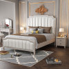 吉木多 小美式实木床 1.8m主卧欧式双人床现代简约白色软靠1.5m卧室婚床(1.5*2米象牙白 床+床垫)