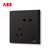 ABB官方旗开关插座面板轩致无框星空黑色系列USB+五孔一开单控双控错位二三插三孔16A电视电话电脑六类网插86型家用(五孔AF205-885)第2张高清大图