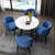 TIMI天米 现代餐桌椅组合 北欧家用餐桌椅 圆桌一桌四椅 仿大理石桌面(白色90餐桌 4把蓝色布艺椅)第5张高清大图