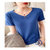 【新款】女士100%纯棉抽绳V领带扣短袖(藏蓝色 M)第3张高清大图