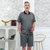 男士夏季休闲套装爸爸运动套装新款polo衫翻领短袖t恤夏装(灰色三件套 XL)第3张高清大图